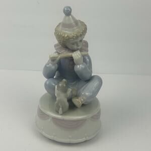 VTG Paul Sebastian Porcelain Clown Music Box Meico Flute Figure Puppy